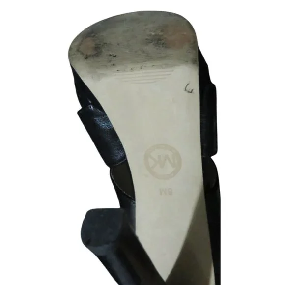 SOLD! Michael Kors Gisele Black Leather High Glossed Caged Platform Boots 8 - Picture 10 of 14